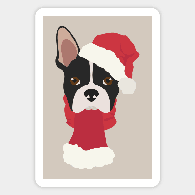 Boston Terrier Christmas Dog Magnet by JunkyDotCom